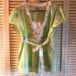 Vintage DCC Misty Large Green & White Blouse